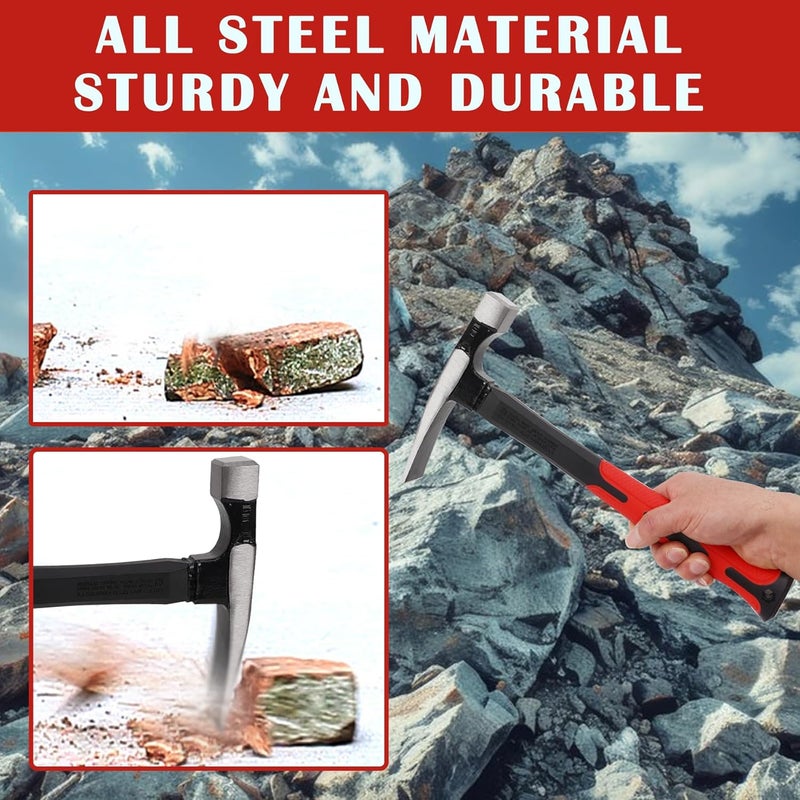 DESHIL Bricklayer's Hammer Mason's Hammer - 16 oz Masonry Tool with Forged Steel Construction & Shock-Absorbing Grip - Image 4